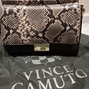 Vince Camuto Black and Brown Snake Print Crossbody Bag